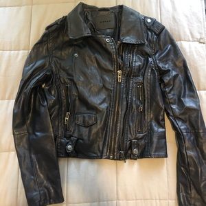 [BLANKNYC] navy blue leather jacket